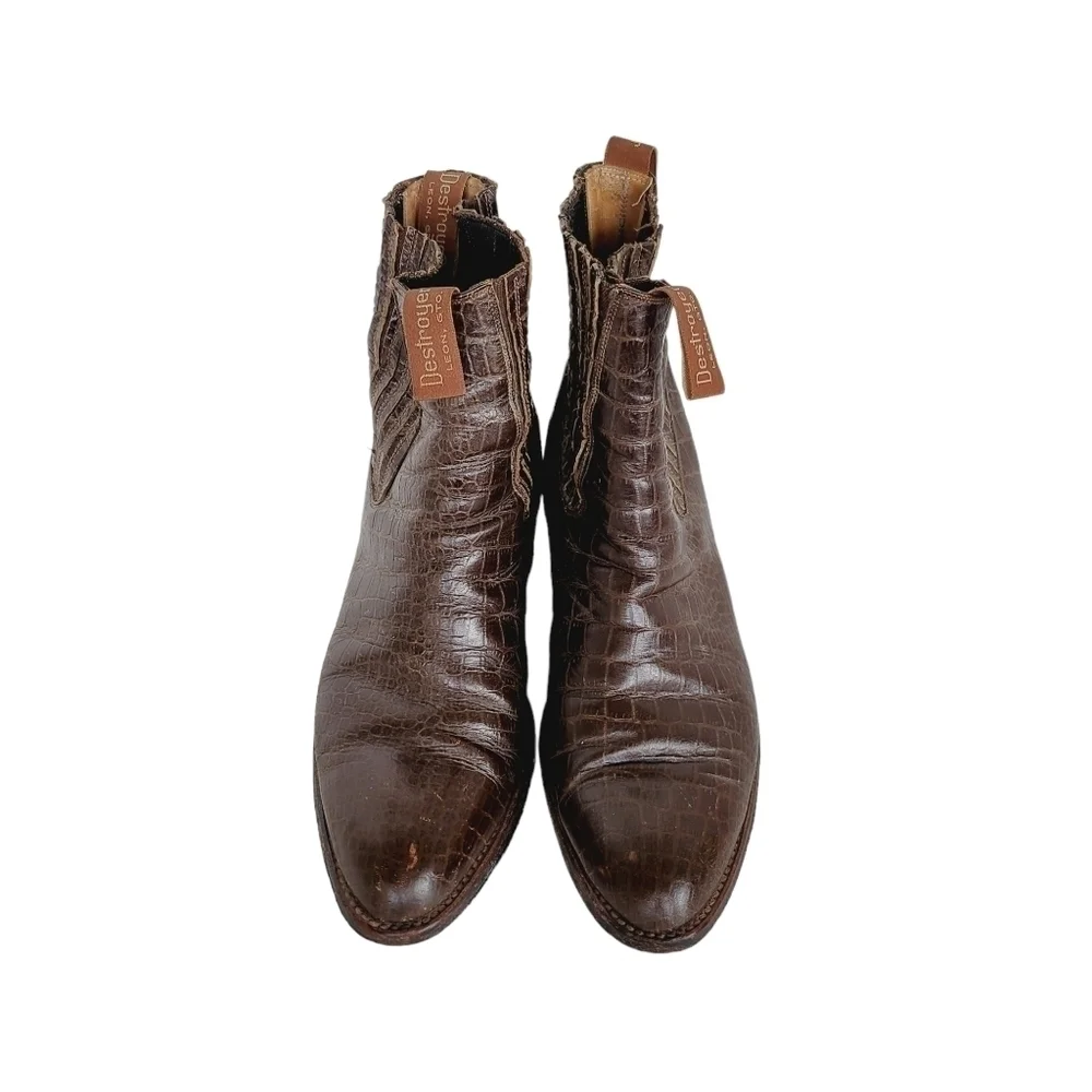Vintage Destroyer Western Men's Brown Leather Ankle Cowboy Boots